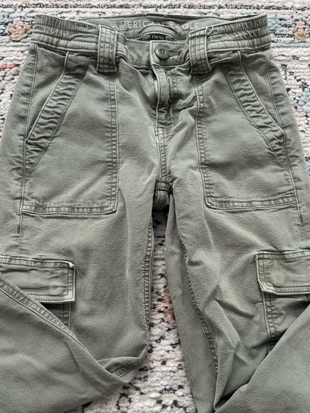 American Eagle Green Straight-Leg Cargo Pants | 24R